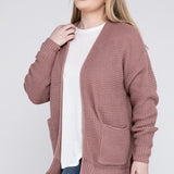 Waffle Open Cardigan Sweater, Various Colors, Zenana (Plus size only)