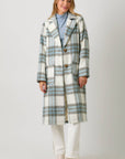 Mystree Fuzzy Plaid Long Coat