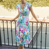 Current Air - Floral Printed Pleated Midi Dress