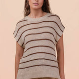 VERY J -Striped Knit Sweater Vest Top