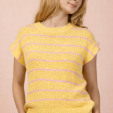 VERY J -Striped Knit Sweater Vest Top
