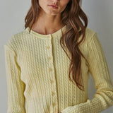 By Together Knit Cable Sweater Cotton Button Down Cardigan Top