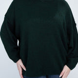 Oversized Raw Seam Melange Sweater, Zenana (Plus size only)