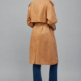FATE - Faux Suede Double Breasted Trench Coat