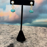 Turquoise and Pearl Ball Earring, Zhanna Jewelry