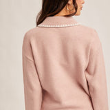 Embroidered Polo Sweater, Hem and Thread