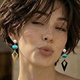 Turquoise and Pearl Spike Earring, Zhanna Jewelry