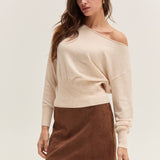 Crescent - Cassie Cinched Waist Boatneck Sweater Top