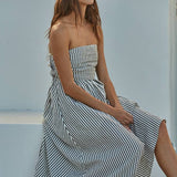 By Together - Striped Tube Strapless Flare Maxi Dress