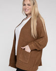 Ribbed Knit Open Front Cardigan (Various Colors), eesome (Plus Only)