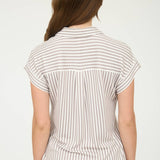 Blu Pepper - STRIPE COLLARED SHORT SLEEVE BUTTON DOWN TOP