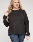 Ribbed Brushed Melange Sweater, Various Colors, Zenana