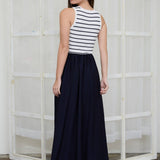 Moon River - STRIPE TANK SLEEVELESS MIXED MEDIA MIDI DRESS