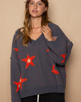 POL Long Sleeve Star Patch Sweater