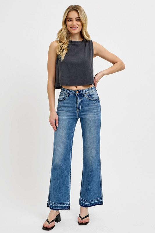 RISEN Raw Hem Ankle Bootcut Jeans (Plus Size only)