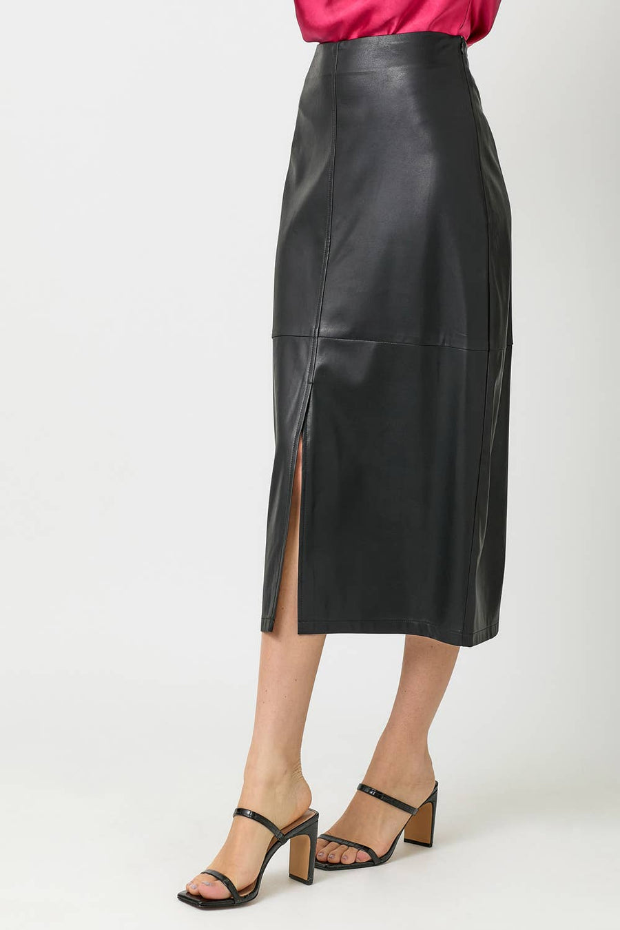 Mystree  Leather Midi Skirt