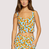 Lost + Wander - Citrus Soiree Top - Spring Lemon Print Front Button