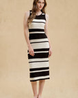 Moon River - STRIPE SLEEVELESS CROCHET KNIT MIDI DRESS