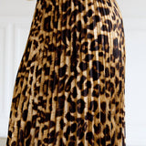 Animal Print Pleated Midi Skirt by LE LIS