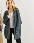 ADORA Popcorn Knit Open Front Long Sleeve Cardigan