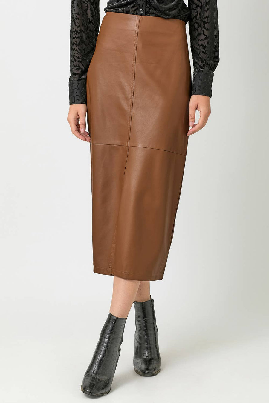 Mystree  Leather Midi Skirt