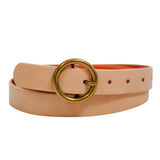 Most Wanted USA - Brass-Toned Circle Buckle Leather Belt