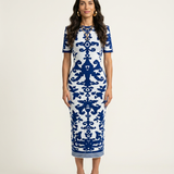 Boho Brown - Confident Jacquard Bodycon Maxi Dress