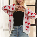 ADORA Fuzzy Heart Button Down Cardigan