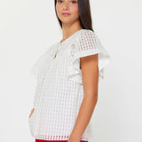 Current Air - Gingham Check Short Sleeve Blouse