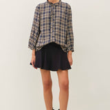 Be Cool - FLANNEL PLAID RUFFLE NECK BUTTON DOWN SHIRT