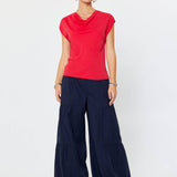 Current Air - Draped Cowl Neck Cap Sleeve Top