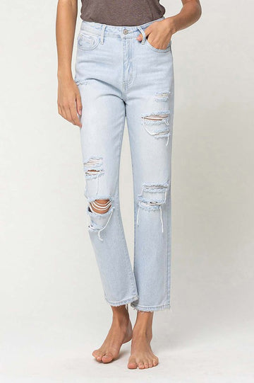 SUPER HIGH RISE NONSTRETCH DISTRESSED CROP STRAIGHT, Flying Monkey