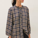 Be Cool - FLANNEL PLAID RUFFLE NECK BUTTON DOWN SHIRT