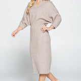 Sweater Knit Dolman Sleeve Midi Dress, Renee C