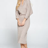 Sweater Knit Dolman Sleeve Midi Dress, Renee C
