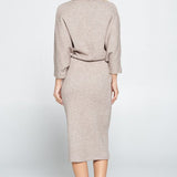 Sweater Knit Dolman Sleeve Midi Dress, Renee C