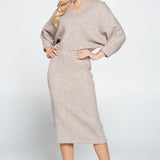 Sweater Knit Dolman Sleeve Midi Dress, Renee C
