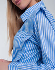 RUFFLE SHOULDER SHIRT IN BLUE, Q2