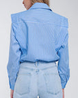 RUFFLE SHOULDER SHIRT IN BLUE, Q2