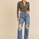 HIGH RISE DAD JEANS , Just Black Denim