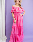 OFF THE SHOULDER RUFFLE MAXI DRESS (various colors), eesome