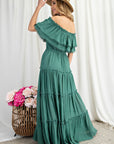 OFF THE SHOULDER RUFFLE MAXI DRESS (various colors), eesome