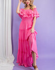 OFF THE SHOULDER RUFFLE MAXI DRESS (various colors), eesome