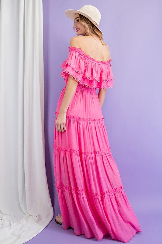 OFF THE SHOULDER RUFFLE MAXI DRESS (various colors), eesome