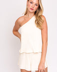 Sleeveless One Shoulder Layered Top Romper, Gilli