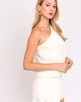 Sleeveless One Shoulder Layered Top Romper, Gilli