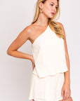 Sleeveless One Shoulder Layered Top Romper, Gilli