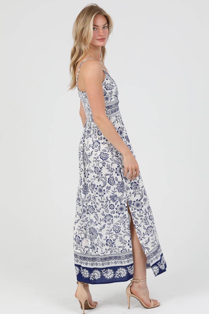 ANGIE - PRINTED MAXI  DRESS WITH CUTOUT