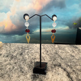 Rose Quartz and Glass arrow earrings, Zhanna Jewelry