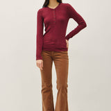 Be Cool - Modal Classic Ribbed Longsleeve Henley Basic Top